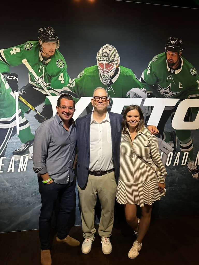 PMG employees attend the launch event of Victory+ in Deep Ellum, Dallas, Texas. From left to right: PMG's Head of Sports Marketing Dan Conti, Head of Partnerships Sam Bloom, and Head of Integrated Media Carly Carson